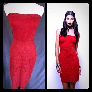 FREE PEOPLE~All In The Mix Red DRESS Slip~Sz M NEW